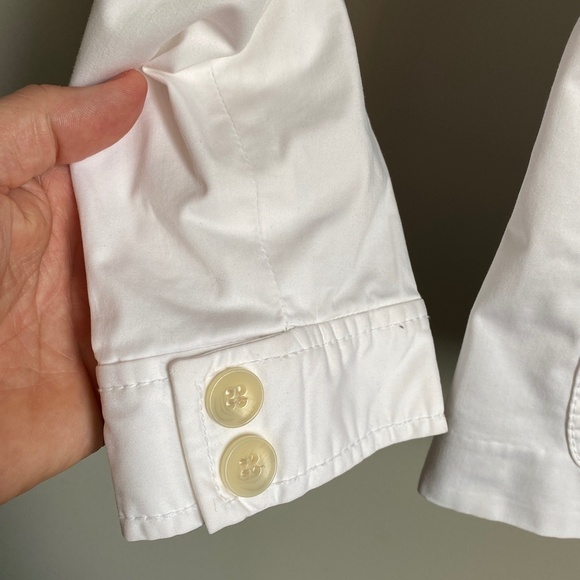 Club Monaco Women's White Front Button Cropped Light Cotton Jacket Size 6 - Picture 5 of 13